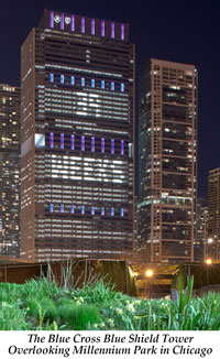 Blue Cross Blue Shield Tower Overlooking Millennium Park in Chicago