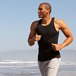 Man running promoting wellness